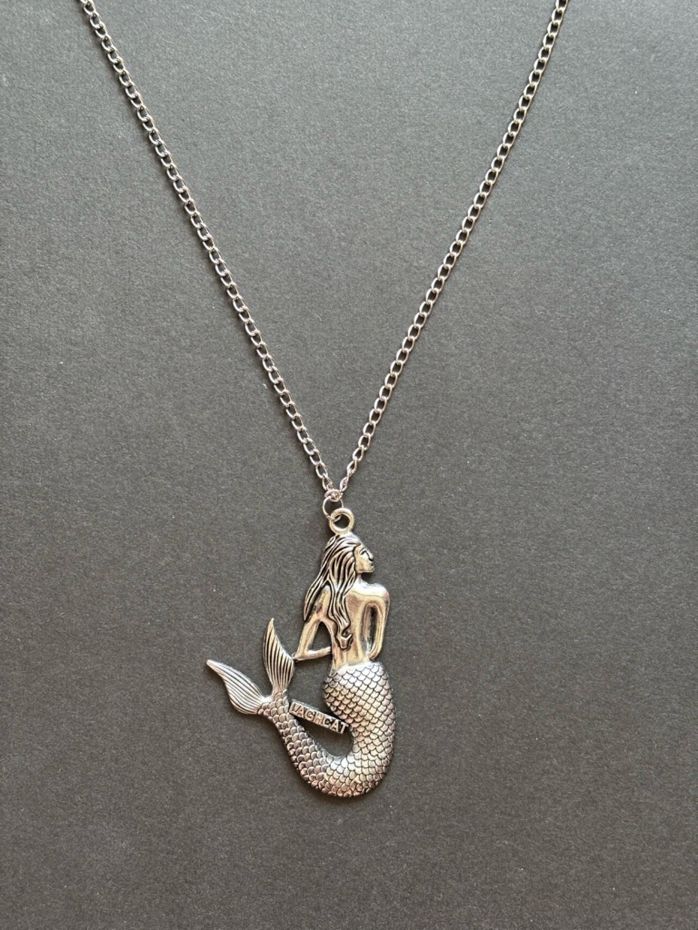 Silver Mermaid Pendant Necklace | Boho Lightweight